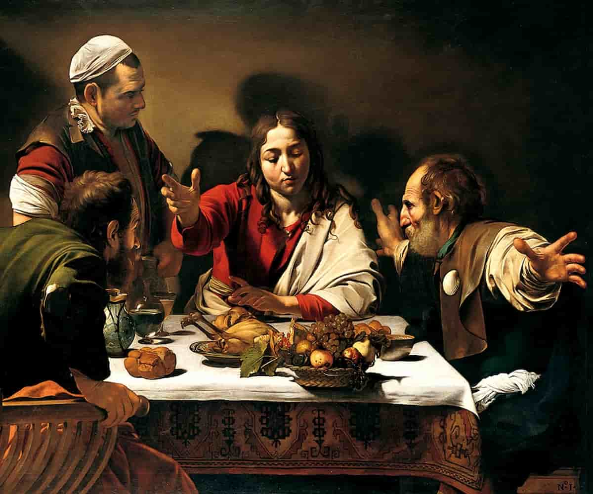 Gesù a emmaus. dipinto  di caravaggio