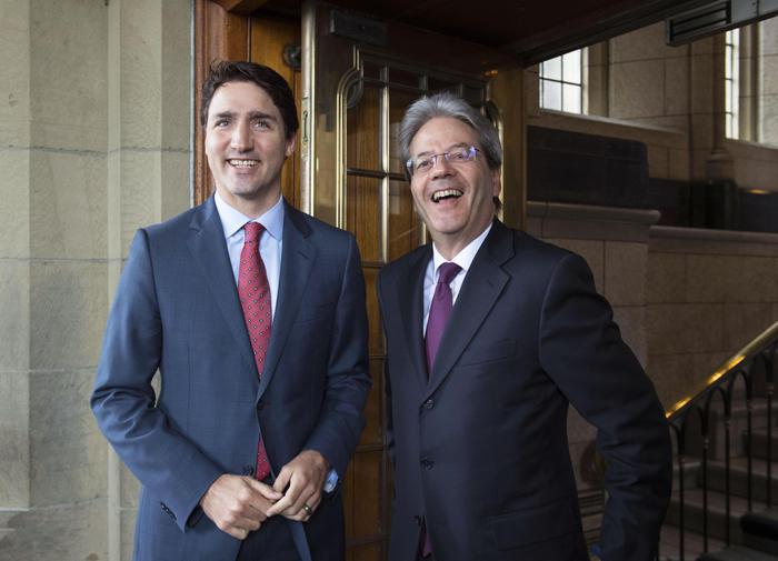 Gentiloni da Trudeau: "Insieme su migranti e libero scambio"