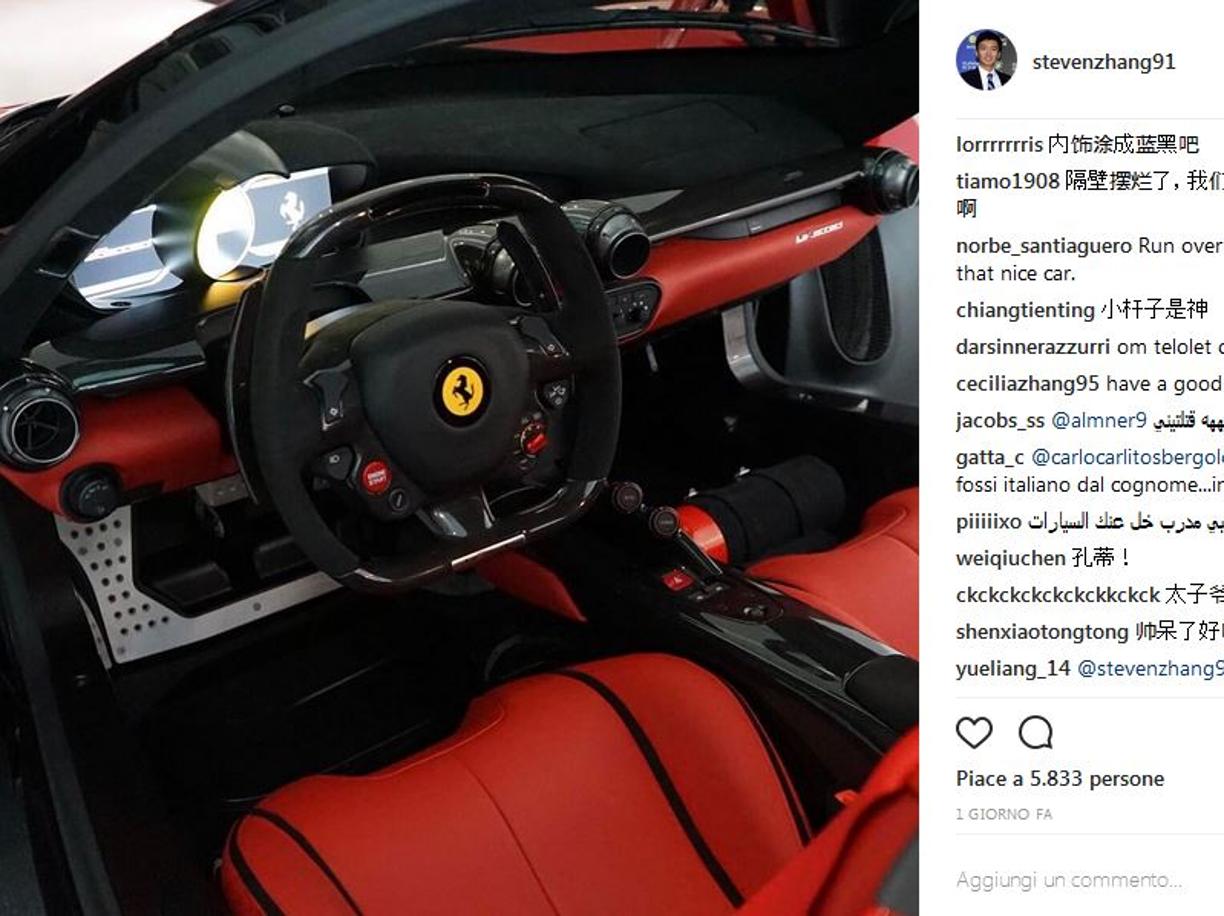 Inter perde col Sassuolo: figlio presidente posta FOTO in Ferrari