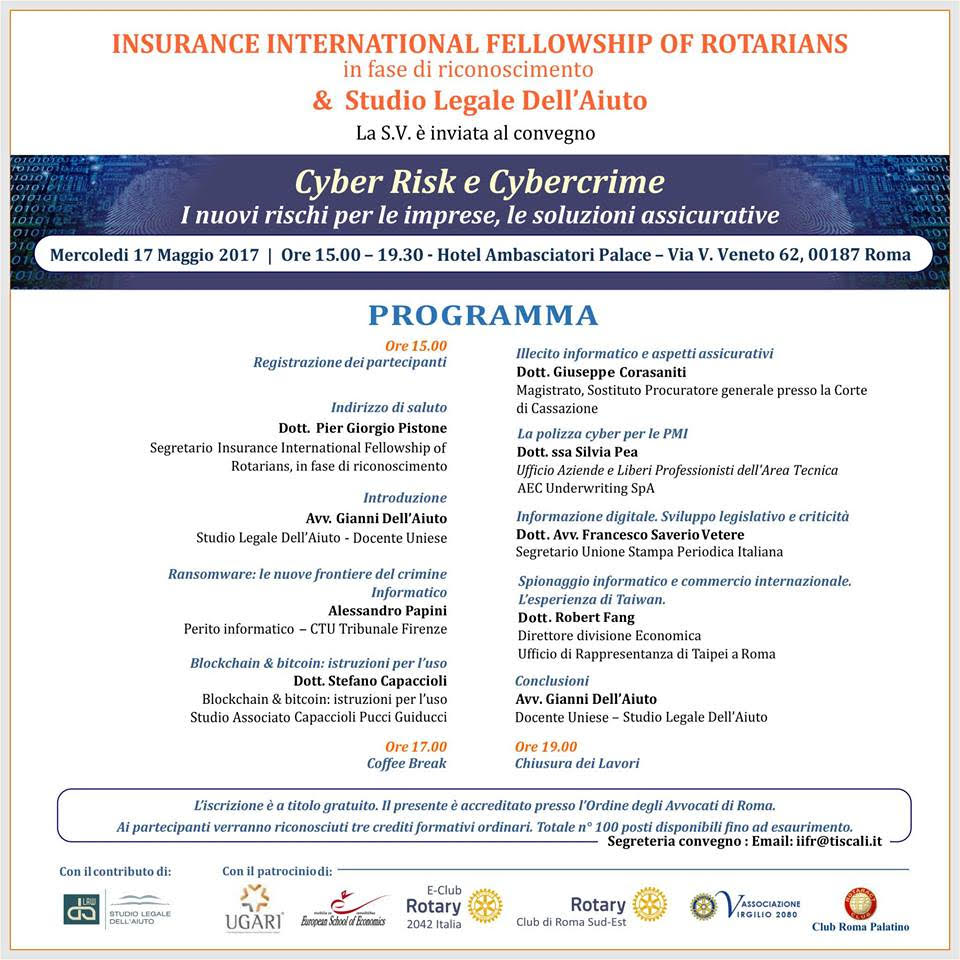 Cyber Risk e Cybercrime, il 17 maggio il convegno Aec a Roma