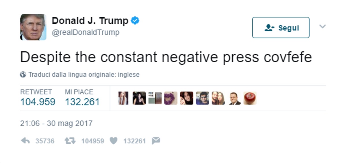 Donald Trump e il refuso su Twitter: cos'è quel "covfefe"? Le ipotesi sul web