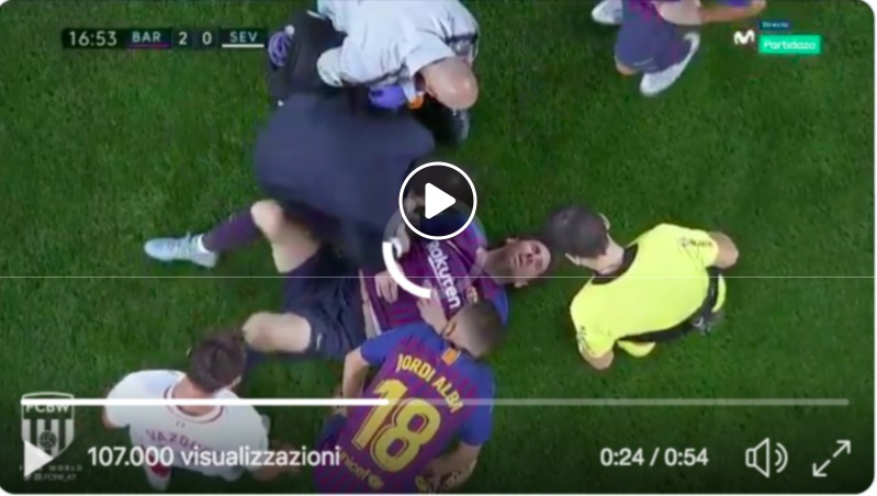 Messi video infortunio durante Barcellona-Siviglia, Inter e Clasico a rischio