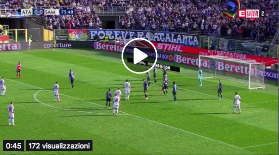 Atalanta-Sampdoria 0-1 highlights e pagelle, Tonelli video gol decisivo