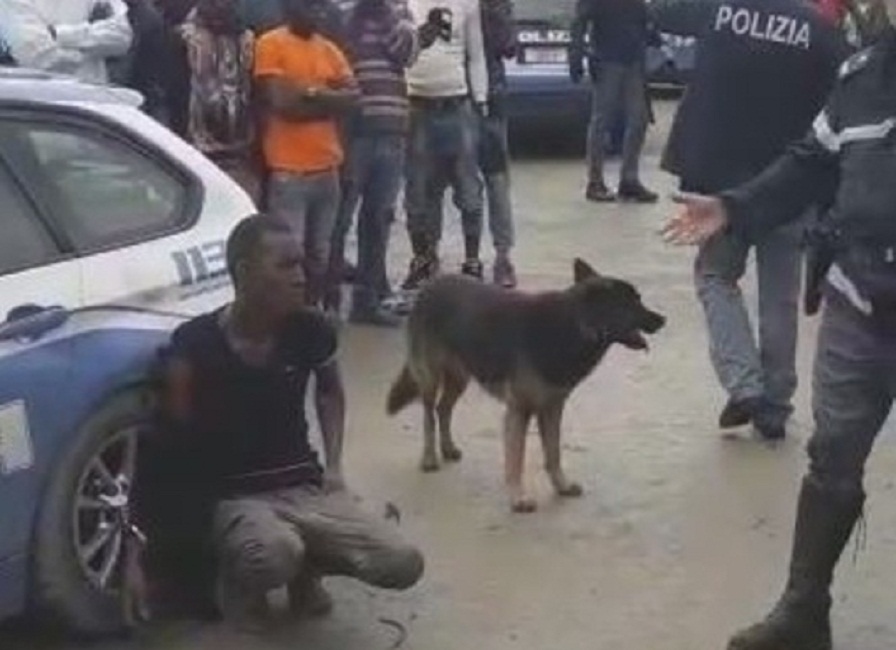 Foggia, migrante ammanettato alla ruota della volante. Le immagini dell'arresto choc 03