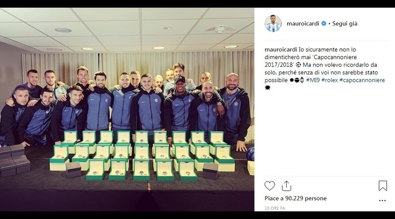 Mauro Icardi regala un Rolex a tutti i compagni di squadra per il titolo d capocannoniere 2017/18