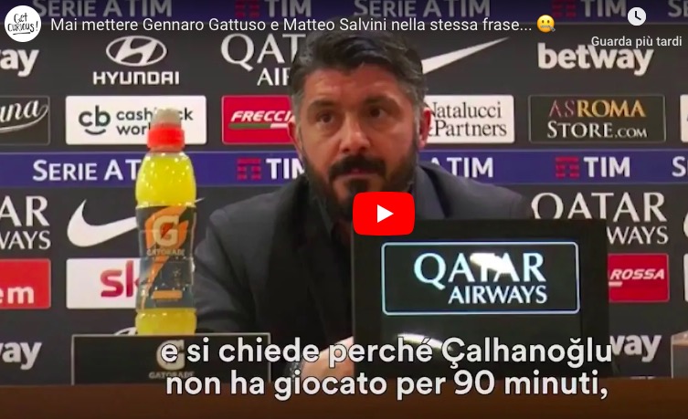 YouTube, Salvini critica Gattuso dopo Roma-Milan. Tecnico non risponde a domanda