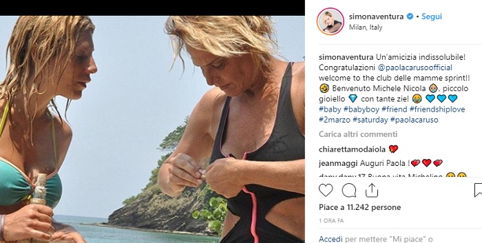 Paola Caruso ha partorito: è natoMichele Nicola. L'ha rivelato Simona Ventura su Instagram