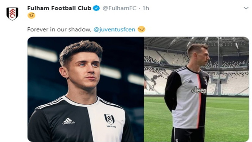 Nuova maglia Juventus senza strisce fa discutere anche in Inghilterra, il Fulham: "Per sempre nella nostra ombra"