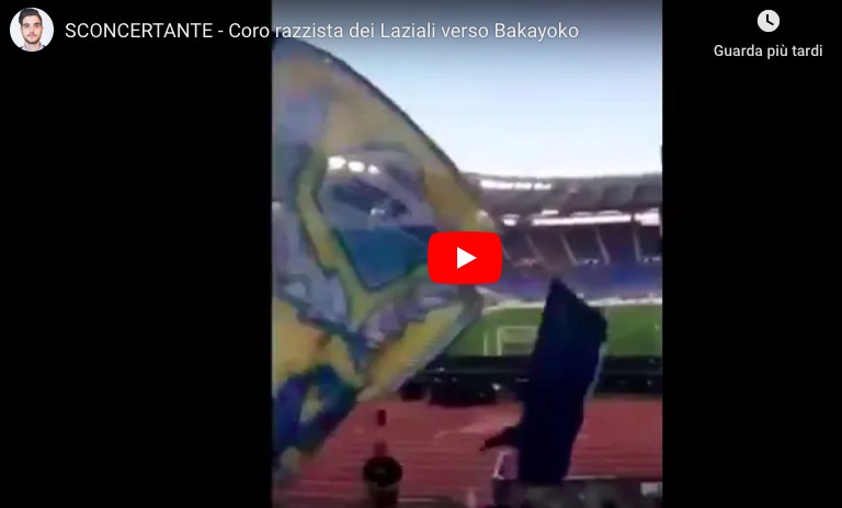 Cori razzisti dei tifosi della Lazio contro Bakayoko durante partita con Udinese. VIDEO