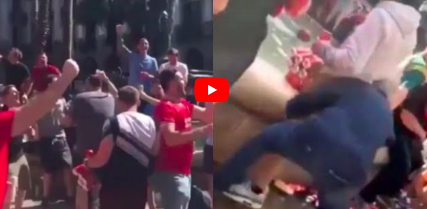 Tifosi Liverpool seminano panico a Barcellona, lancio di persone nella fontana e scontri con la polizia: VIDEO