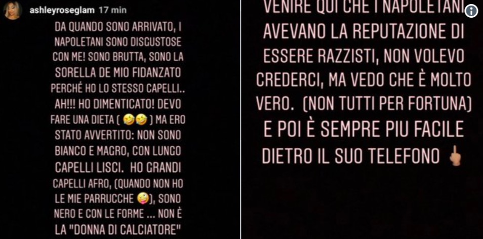 Ashley Rose, fidanzata Malcuit si sfoga su Instagram: "Tifosi Napoli razzisti". Società si scusa