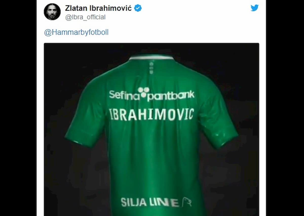 Ibrahimovic torna in Svezia? Lui pubblica maglia Hammarby col suo nome