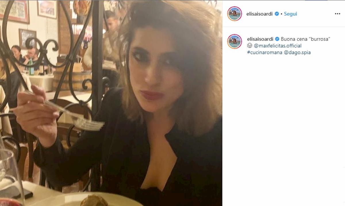 Elisa Isoardi risponde su Instagram agli apprezzamenti di Max Felicitas