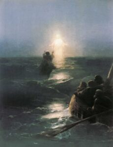 Gesu cammina sullacqua, dipinto di Ivan Konstantinovic Ajvazovskij,1888