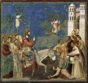 Gesù entra in trionfo a Gerusalemme la domenica delle palme nell'affresco di Giotto