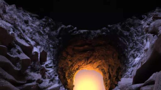 Una ricostruzione di una grotta di lava sulla Luna