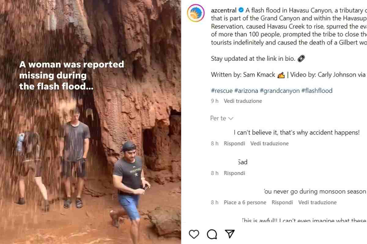 turisti rimasti bloccati dall'alluvione al Grand Canyon