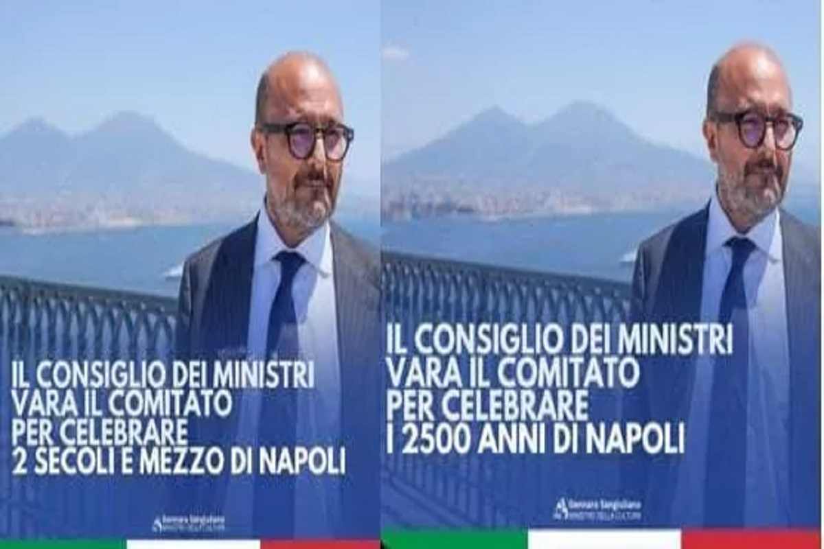 Il post prima errato e poi corretto di Sangiuliano su Napoli