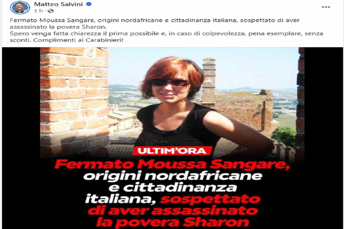 Il post di Matteo Salvini