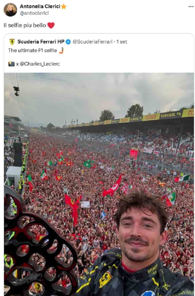 antonella clerici e il selfie di Leclerc