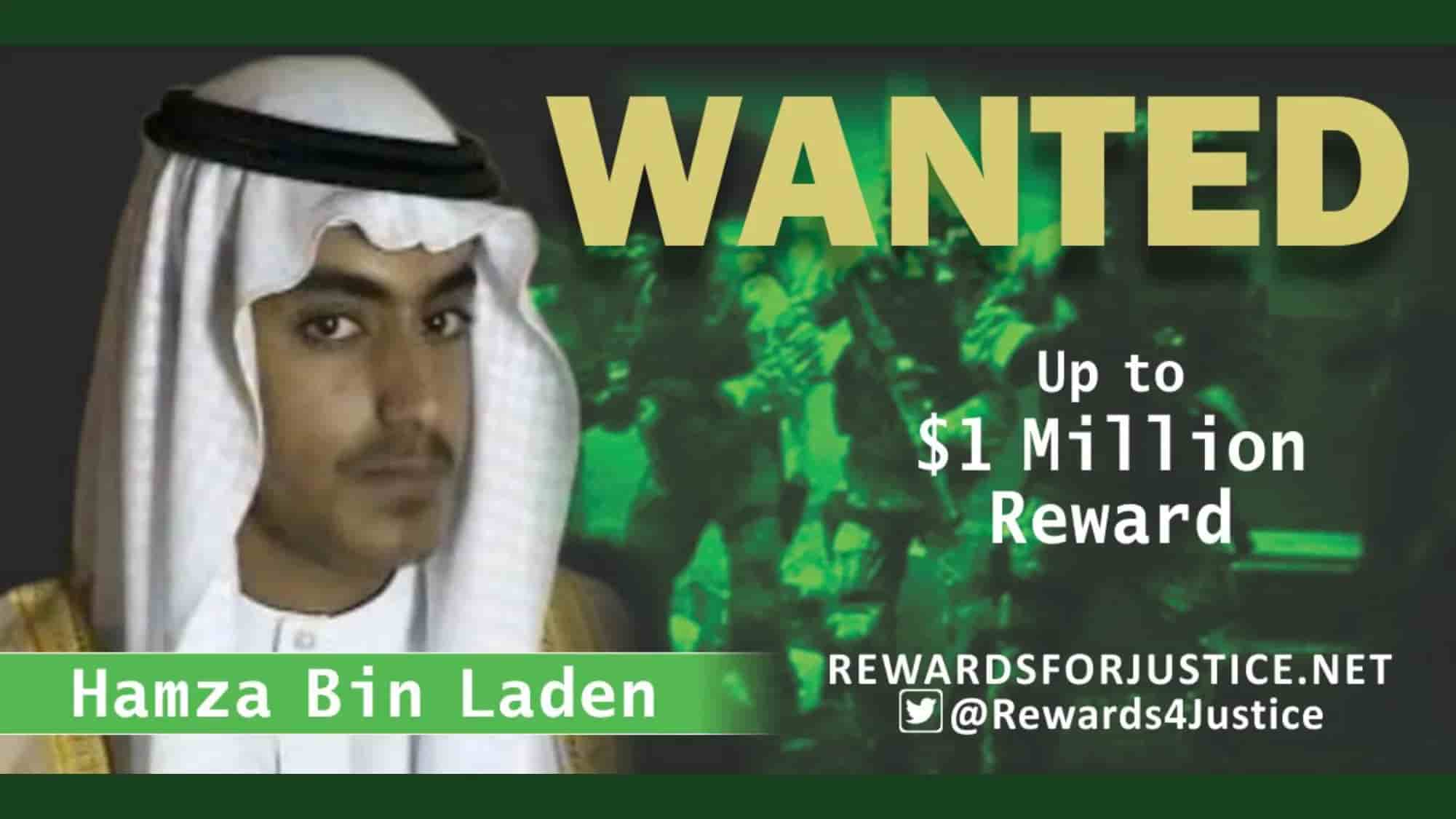 Hamza bin Laden in un poster di taglia