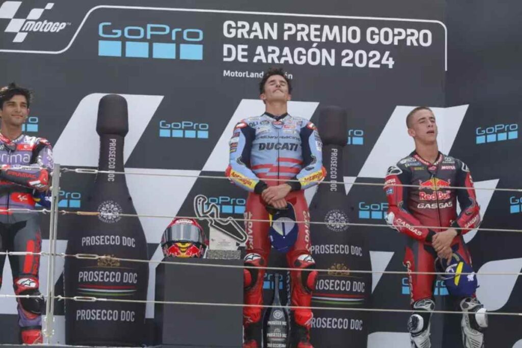 Marquez dopo il trionfo ad Aragona