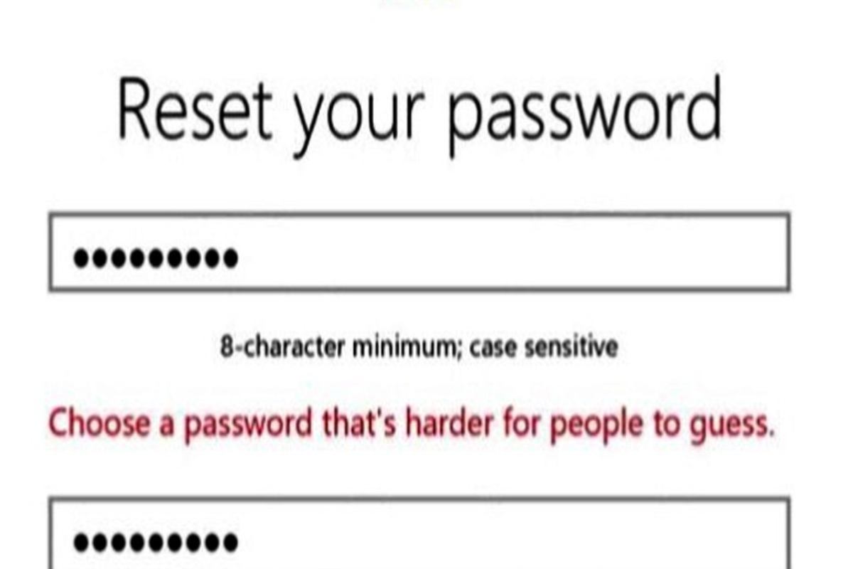 La schermata di reset della propria password su pc