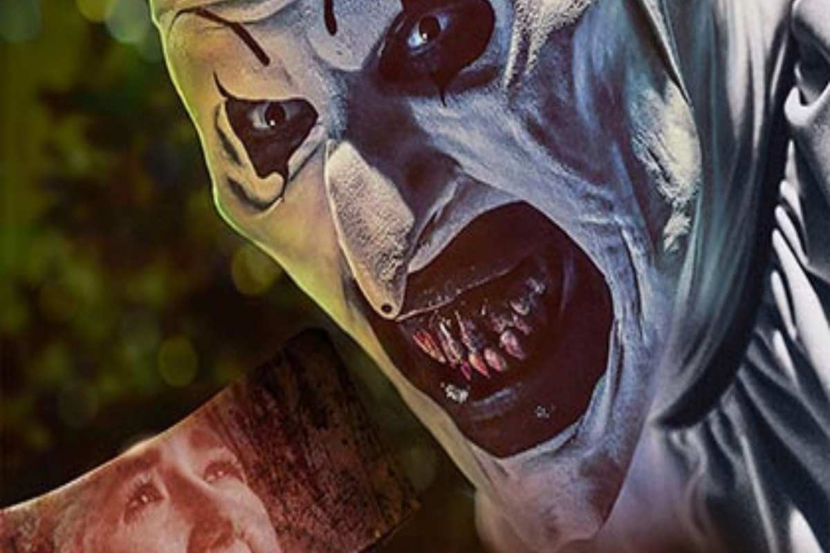 Il minaccioso personaggio Art il Clown sulla locandina di Terrifier 3