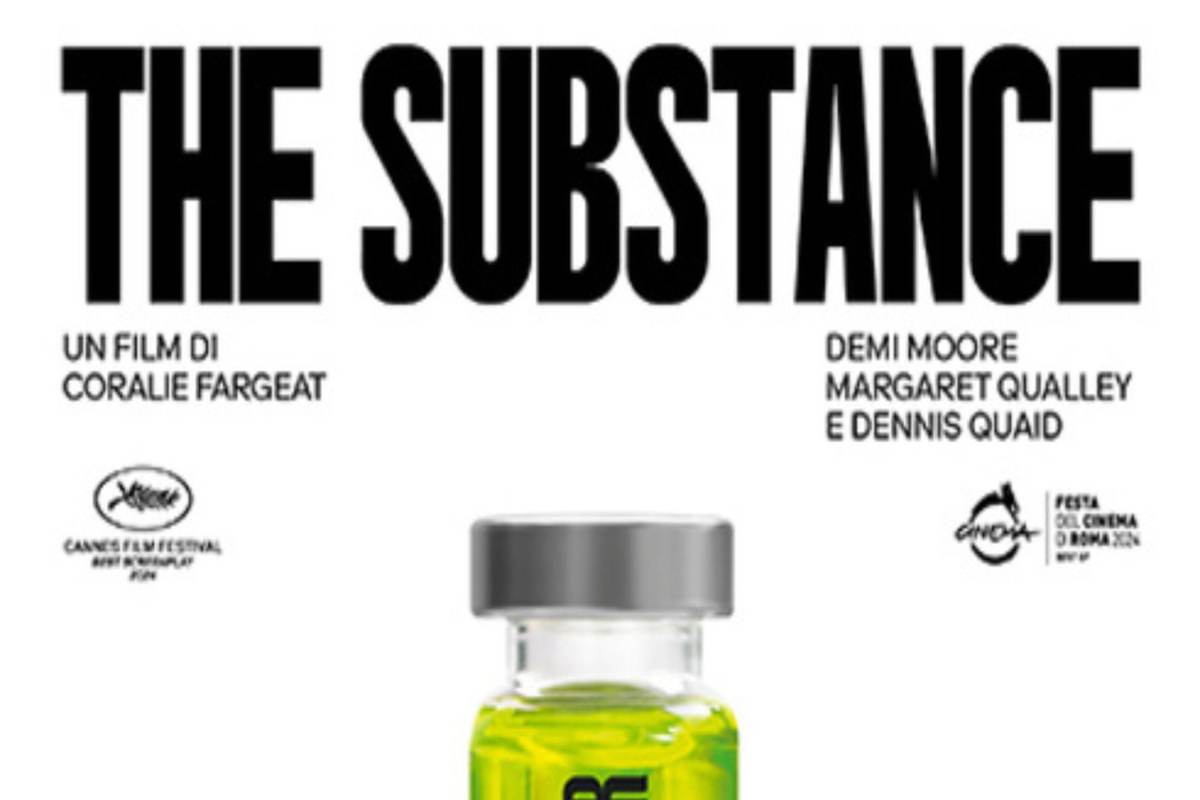 La locandina del film The Substance, con il titolo e i nomi degli attori