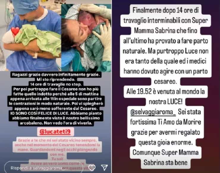 selvaggia roma e i post per la nascita della figlia luce