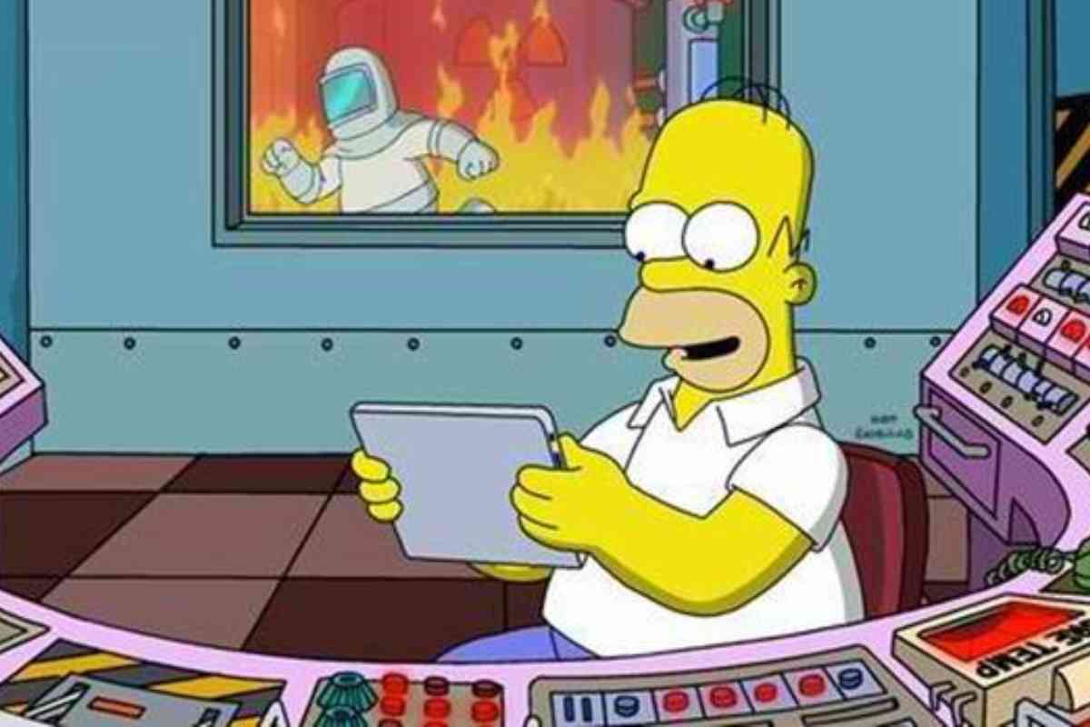 Homer dei Simpson nella centrale nucleare in cui lavora