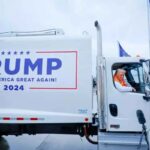 Trump sul camion della spazzatura