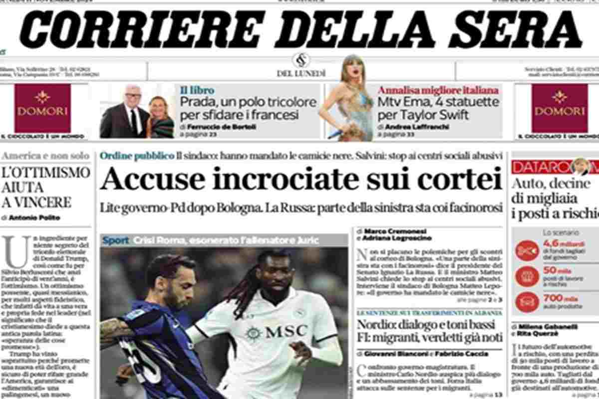 Il Corriere della Sera dell'11 novembre