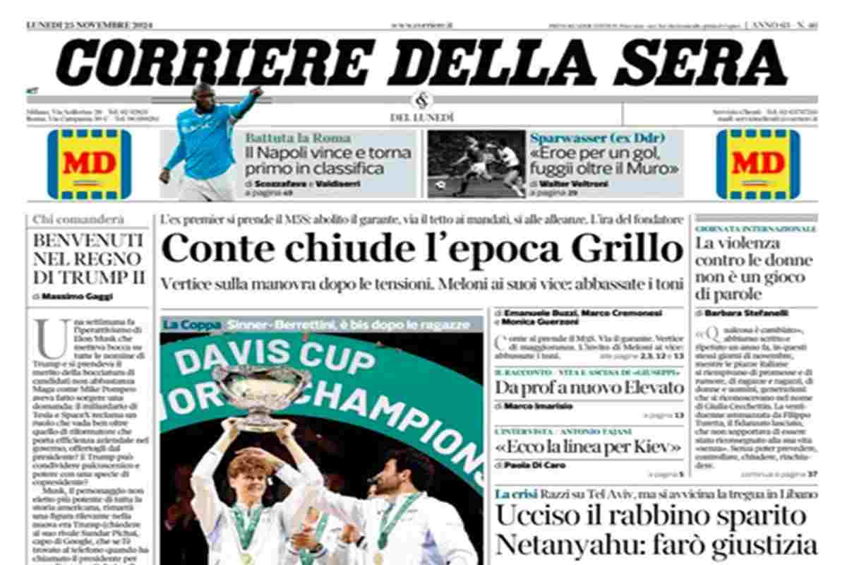 Il Corriere della Sera del 25 novemnbre