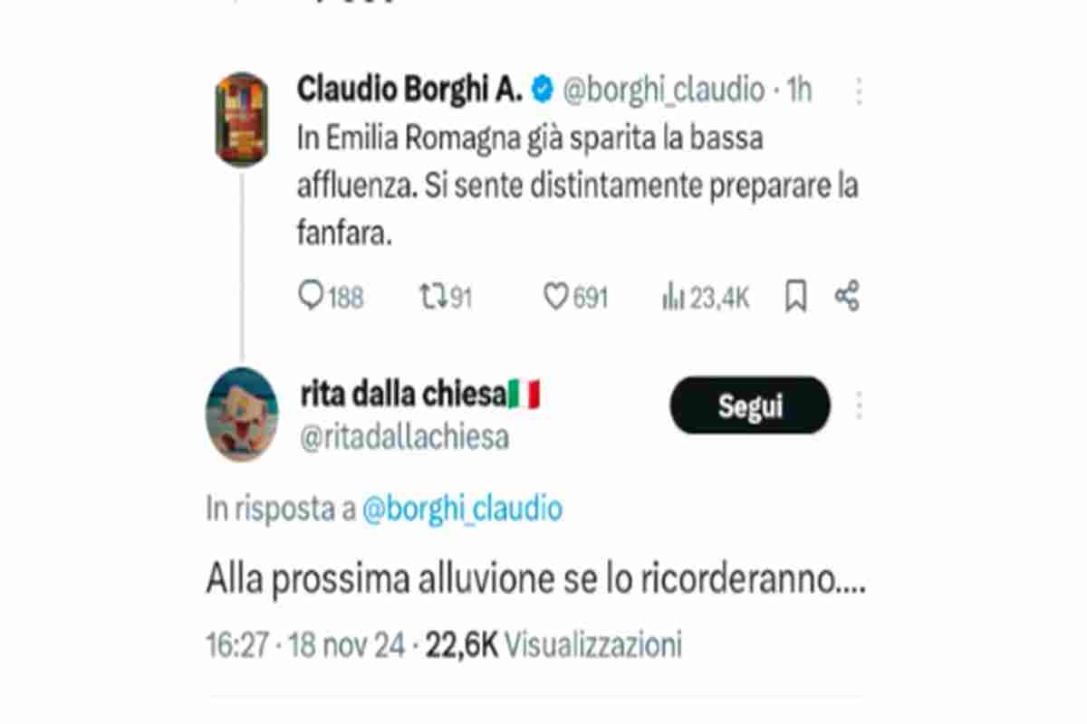 Il tweet di Rita dalla Chiesa