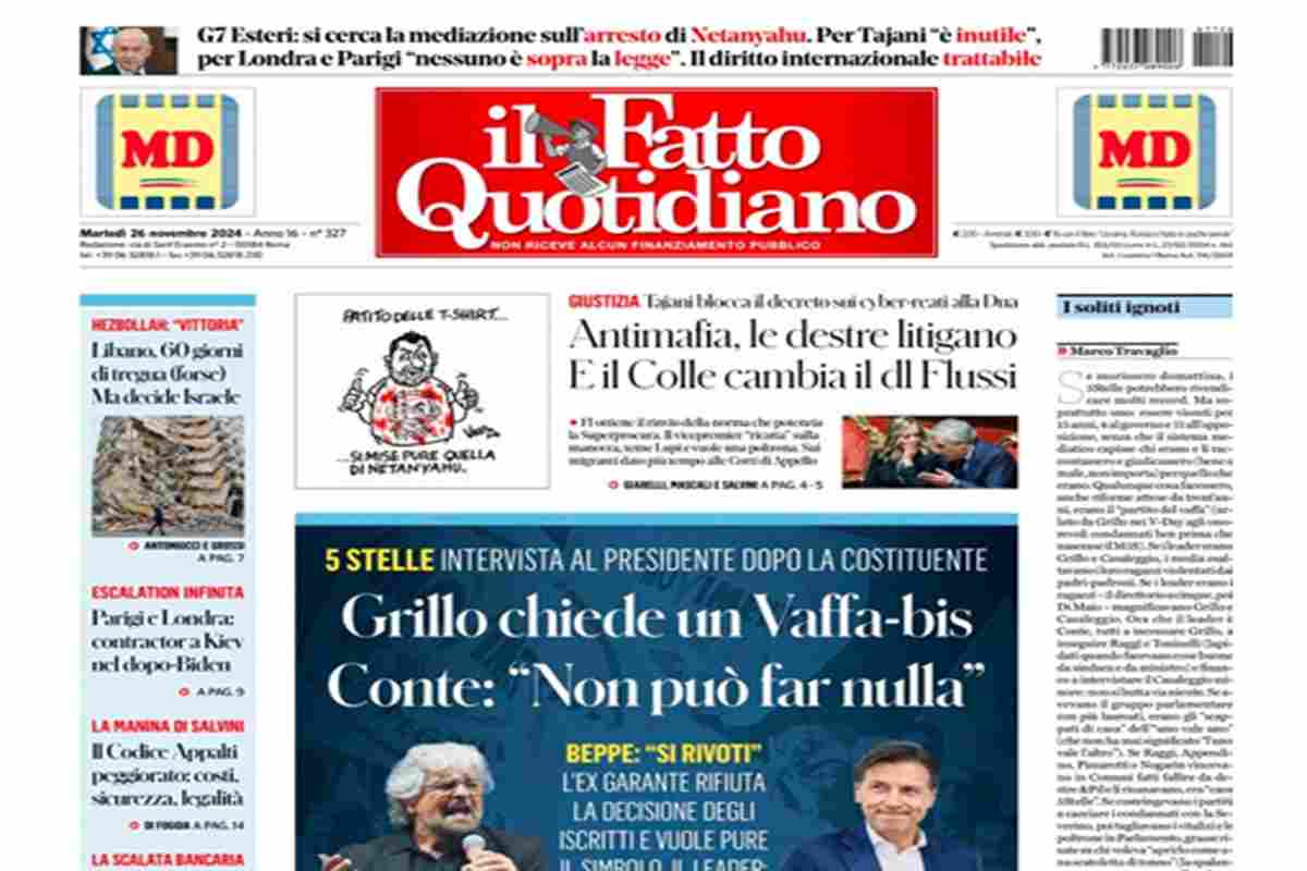 Il Fatto Quotidiano del 26 novembre