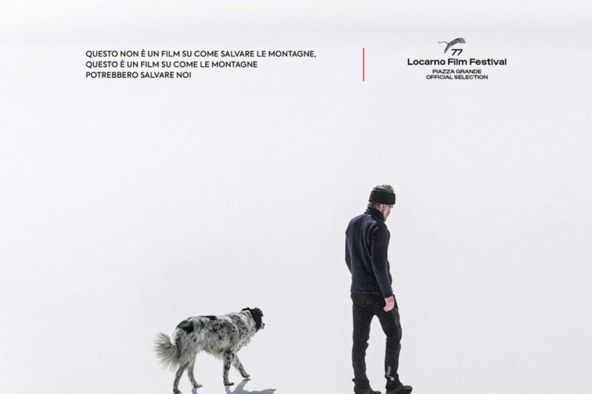 La locandina del documentario Fio Mio, con Paolo Cognetti e il suo cane sulla neve