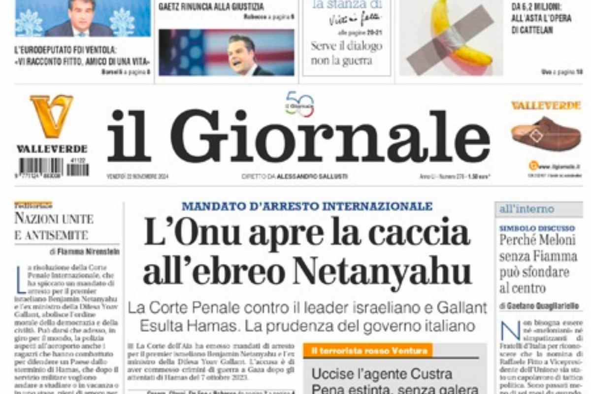 prima pagina il giornale 22 novembre 2024