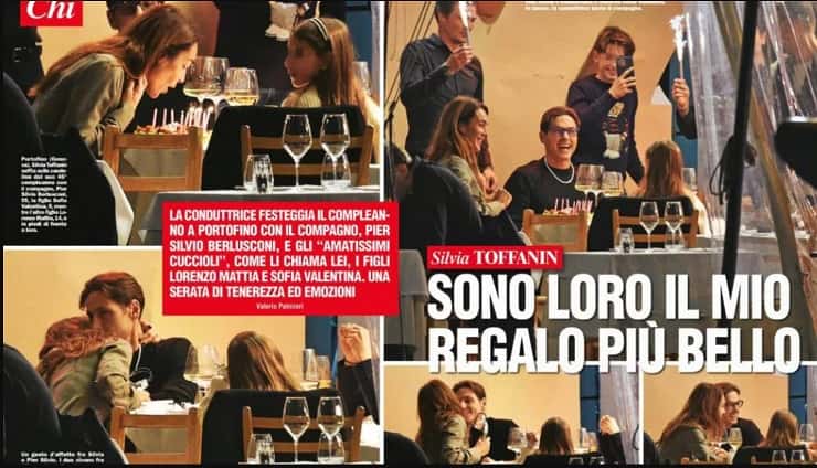 silvia toffanin e piersilvio berlusconi a cena con i figli