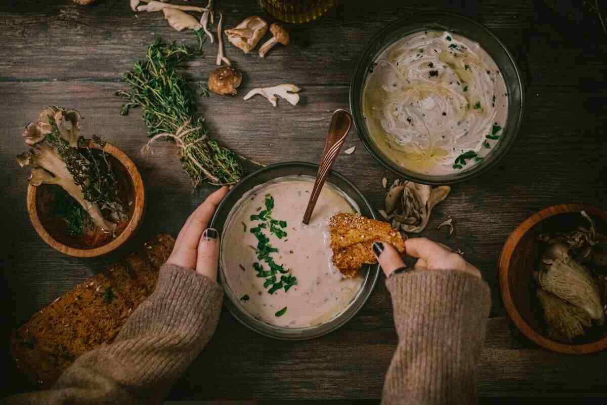 una vellutata di funghi e patate