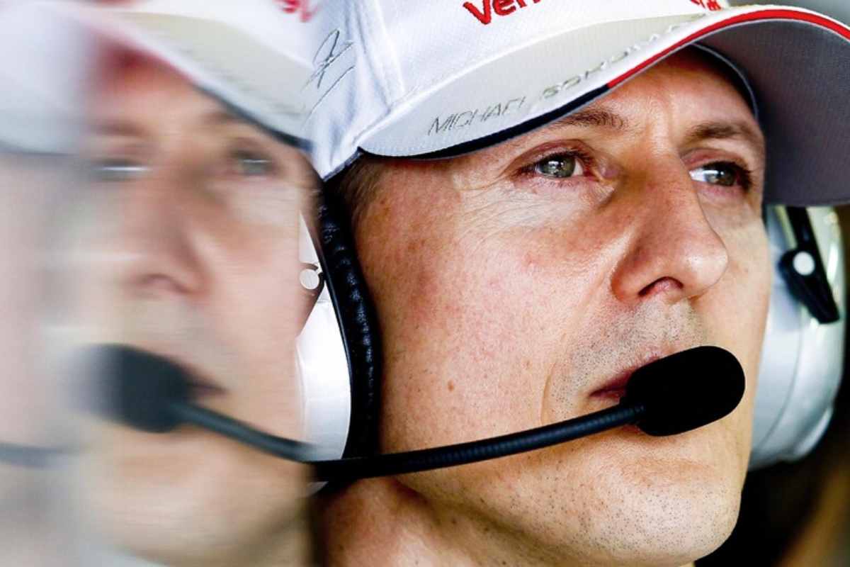 Primissimo piano del pilota Michael Schumacher