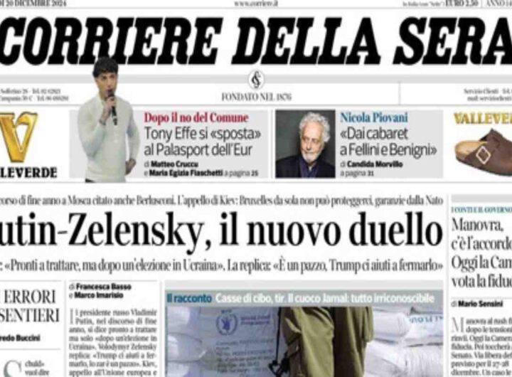 La prima pagina del Corriere