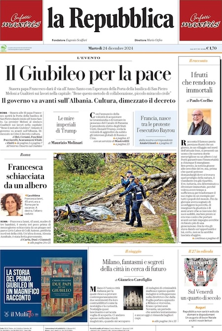 La Repubblica del 24 dicembre