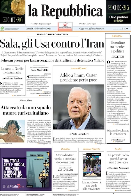 La Repubblica del 30 dicembre