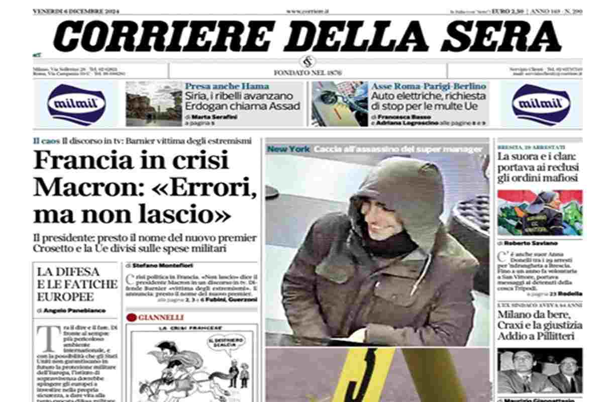 Il Corriere della Sera del 6 dicembre