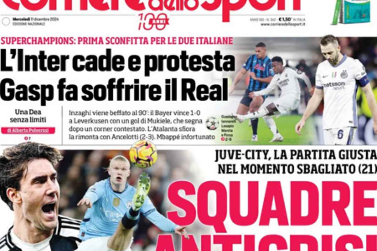 prima pagina corriere dello sport 11 dicembre