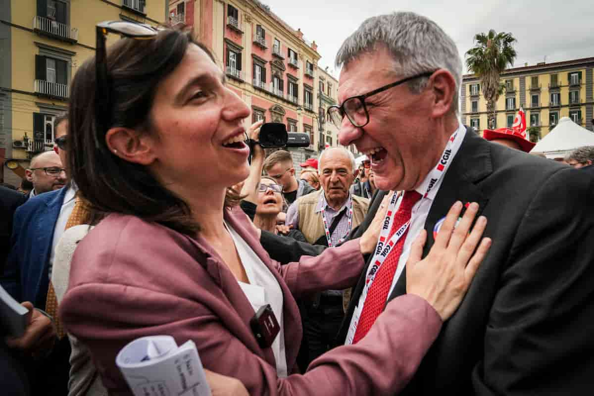 Maurizio Landini e Elly Schlein