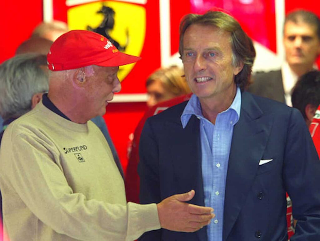 Luca Montezemolo con Niki Lauda negli anno d'oro