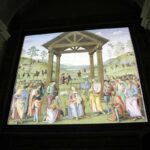 Foto del videomapping natalizio sull’opera “L’Adorazione dei Magi” di Pietro Vannucci detto il Perugino, che si trova a Città della Pieve (PG). L’affresco è il presepe dipinto più grande del mondo-