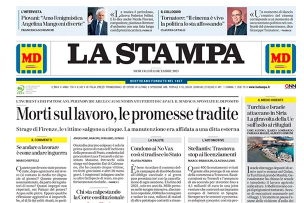 La Stampa dell'11 dicembre